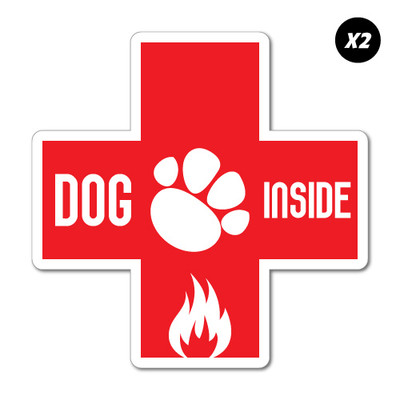 2x Dog Inside Fire Emergency Sticker Decal Stickers Pet Art Laptop #7144EN