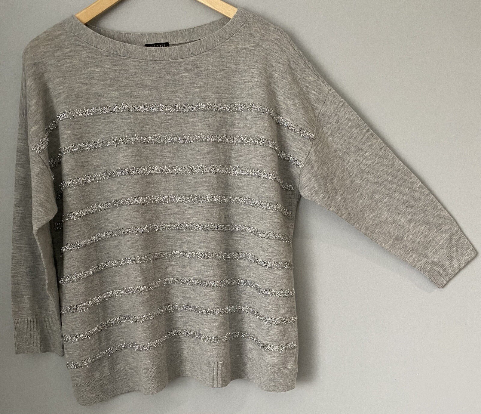 NWT Talbots Lamb's Wool Blend Pullover Sweater 1Xp Metallic Silver