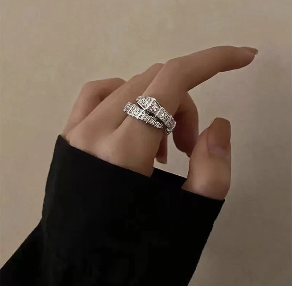 Anillo de serpiente anillo envolvente giratorio anillo de boda fiesta joyería anillo pila anillo serpiente Foto 2 de 4