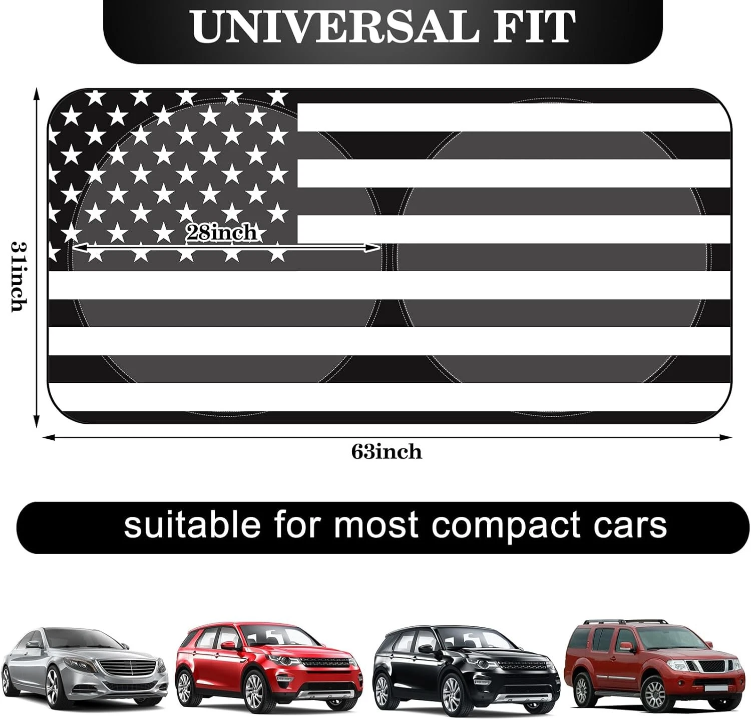 Windscreen Sunshade Foldable Car Front Window Sunshade (Flag Design)