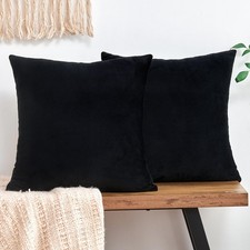 GriNeed Throw Pillow Covers Decorative Velvet 18" x Pack of 2 , Black