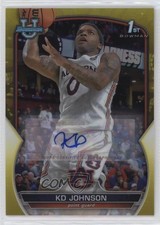 2022-23 Bowman U Chrome Prospect Yellow Refractor 67/75 KD Johnson #29 Auto 1u6