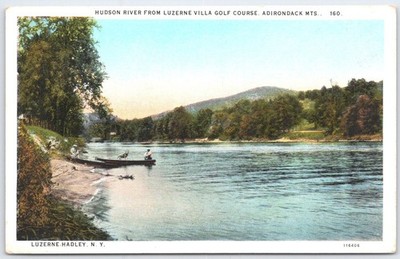 Vintage Hudson River Luzerne Villa Golf Course Adirondack Mountains Postcard