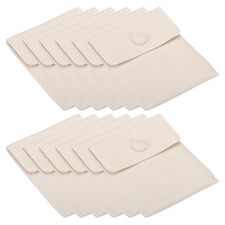 12 Pcs 10x8.5cm Jewelry Pouches with Snap Button Soft Storage Beige