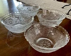 Vintage Anchor Hocking Tiara Sandwich Pattern Clear Bowls Scallop Edge -Set Of 4