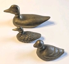 Vintage Miniature Brass Duck Paper Weights Collectibles Set of 3