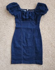 ROSIE HARLOW Womens Navy Stretch Zippered Ruched Pouf Sleeve Square Neck...