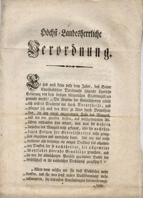 Verordnung Getreide 1795 Kurpfälzische Oberlandes Regierung München  - Bild 1 von 2