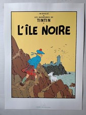 HERGÉ - Sérigraphie TINTIN : L'ILE NOIRE - Escale Paris 1500 ex. 80 x 60