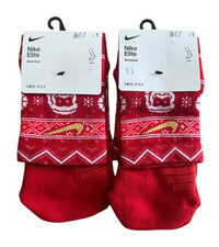 2 Pairs Nike Elite Basketball Crew Christmas Socks Men's M 6-8 SX7866-687 NWT