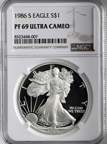 1986-S  $1  PROOF AMERICAN SILVER EAGLE (ASE/SAE) NGC PF69 UCAM  #8323448-007