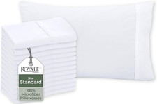 Royale Linen White Pillowcase Set of 12 - Standard 20"X26" Bed Pillow Cover - 18