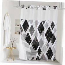 No Hook Shower Curtain with Snap in Liner, 71"W x 74"L Pack of 1 Black