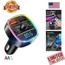 Bluetooth FM Transmitter Car Adapter Dual USB Charger MP3 Support TF Card U...