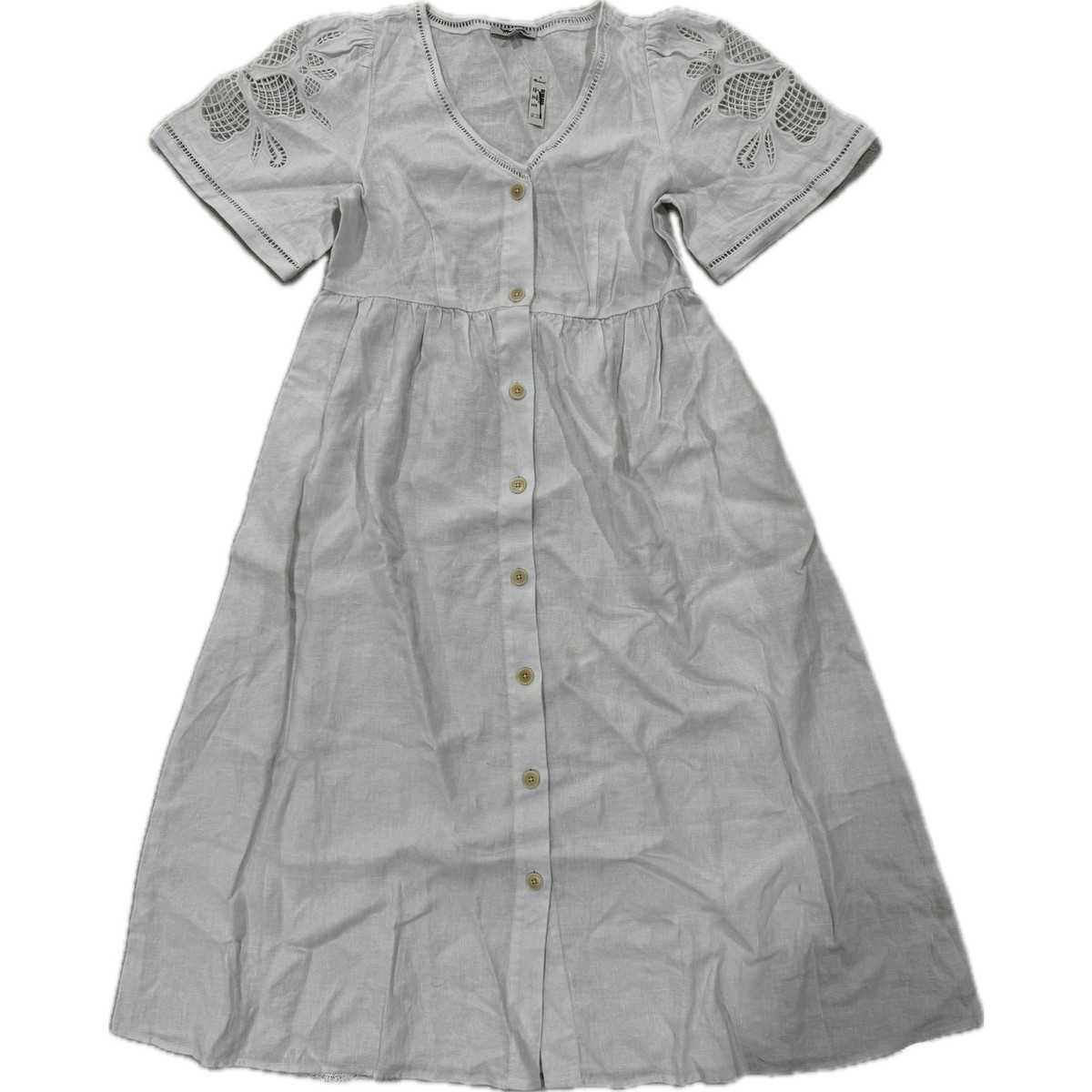white midi dress linen Coastal Cove Linen Midi Dress in White S / White main image 0