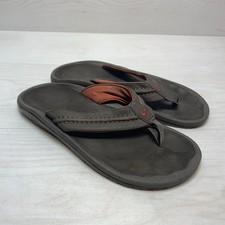 OluKai Hiapo Sandals Men's Size 11 M Brown Leather Flip Flop Comfort Casual