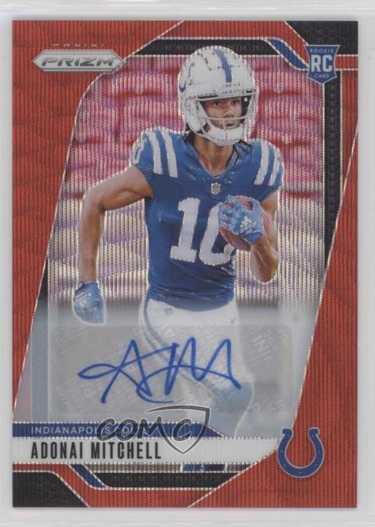 2024 Panini Prizm Rookies Red Wave 5/149 Adonai Mitchell #303 Rookie Auto RC 7pk