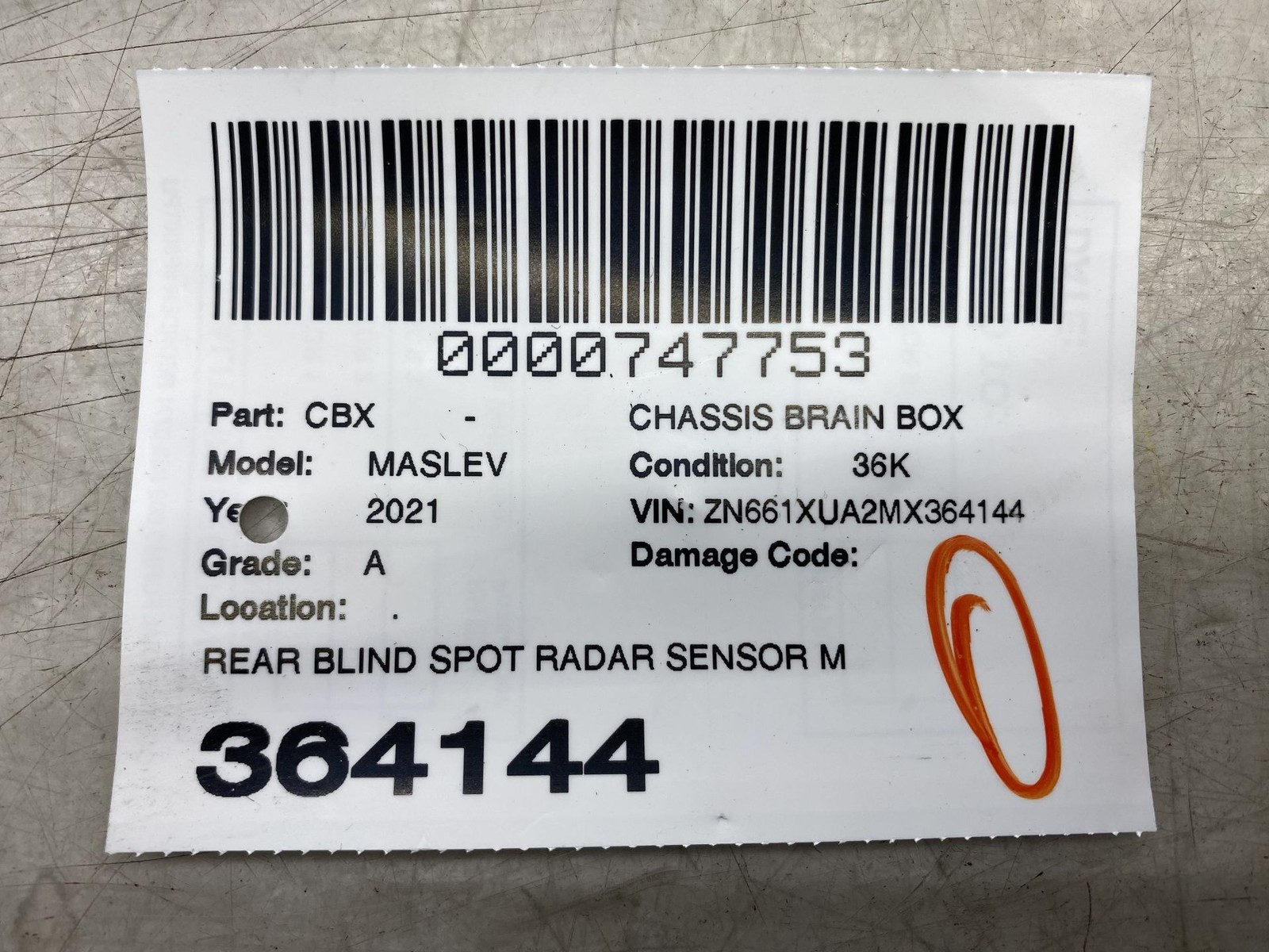 2017-2024 MASERATI LEVANTE OEM REAR BLIND SPOT RADAR SENSOR MODULE 670106466