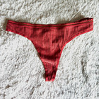 Victoria’s Secret Women’s Thong/String Panties Ribbed Solid Pink Stretch L/G — photo 1