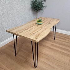 Wooden Dining Table With Metal Hairpin Legs for Dining Room, Work, or Study