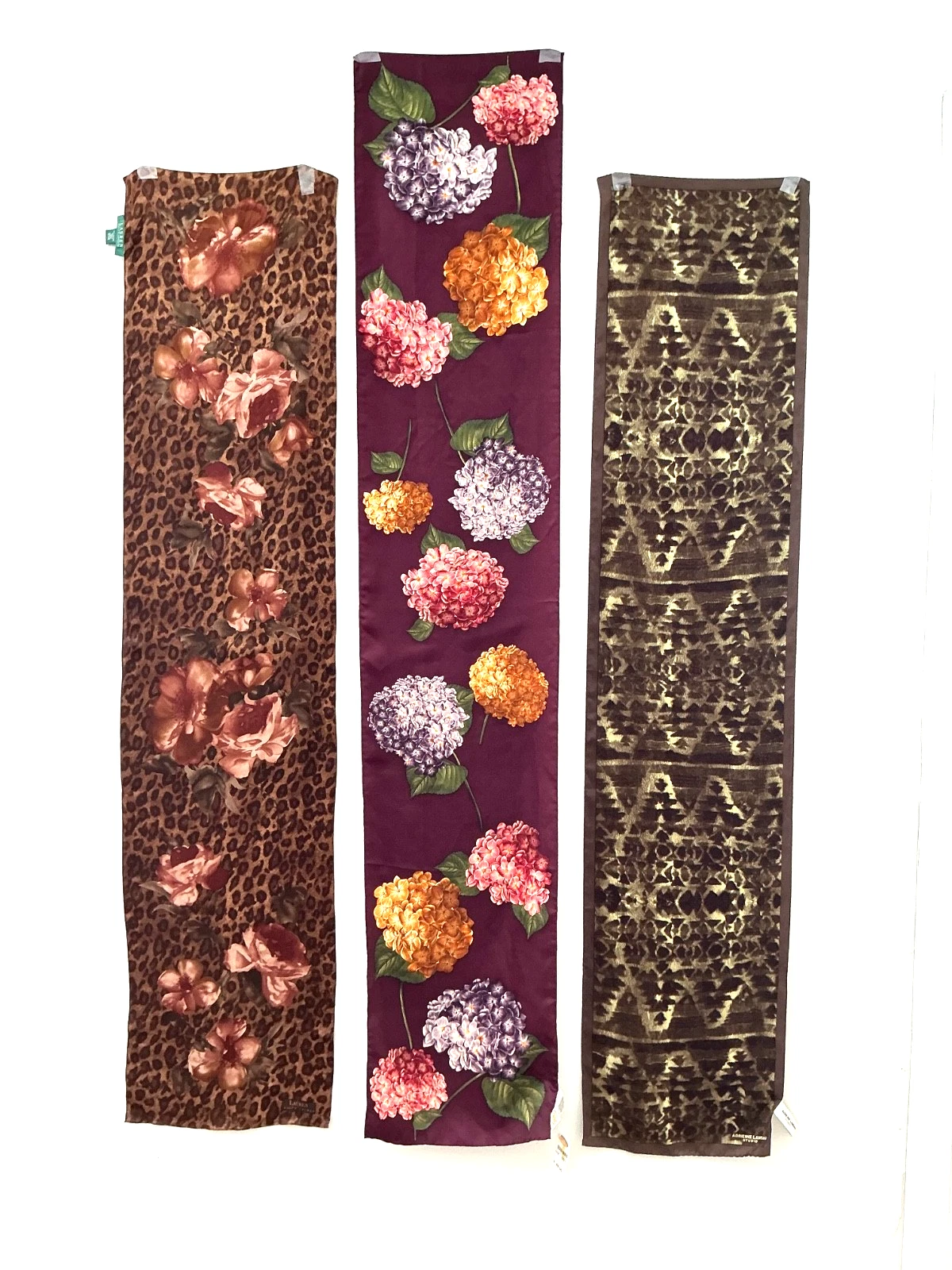 Scarf Silk Ralph Lauren Talbots Adrienne Landau Lot of 3 Leopard Floral