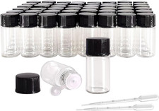 50PCS 3ml Clear Glass Vials,Small Liquid Sample Bottle with Screw Caps and Plast