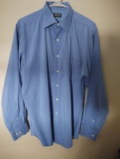 Arrow Fitted Blue Stretch Long Sleeve Wrinkle Free Dress Shirt Sz L Career