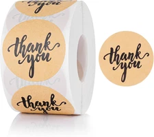 500Pcs Thank You Stickers for Packaging, 1.5 Inch Self-Adhesive Envelope Sticker