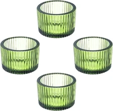 PATIKIL 4 Pcs Tealight Candle Holder, Tea Lights Holder Glass Green 
