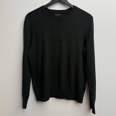Banana Republic Sweater Mens M Green Wool Crewneck Classic Fine Merino Layering