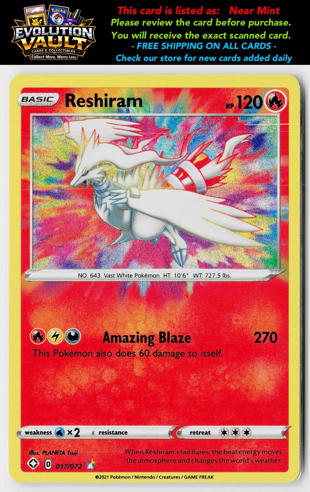 Shining Fates #017/072 Reshiram