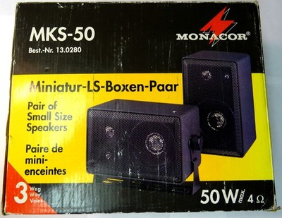 Neu Monacor Miniatur MKS-50 3-Wege Lautsprecher Boxen 50 W 4 Ohm Schwarz