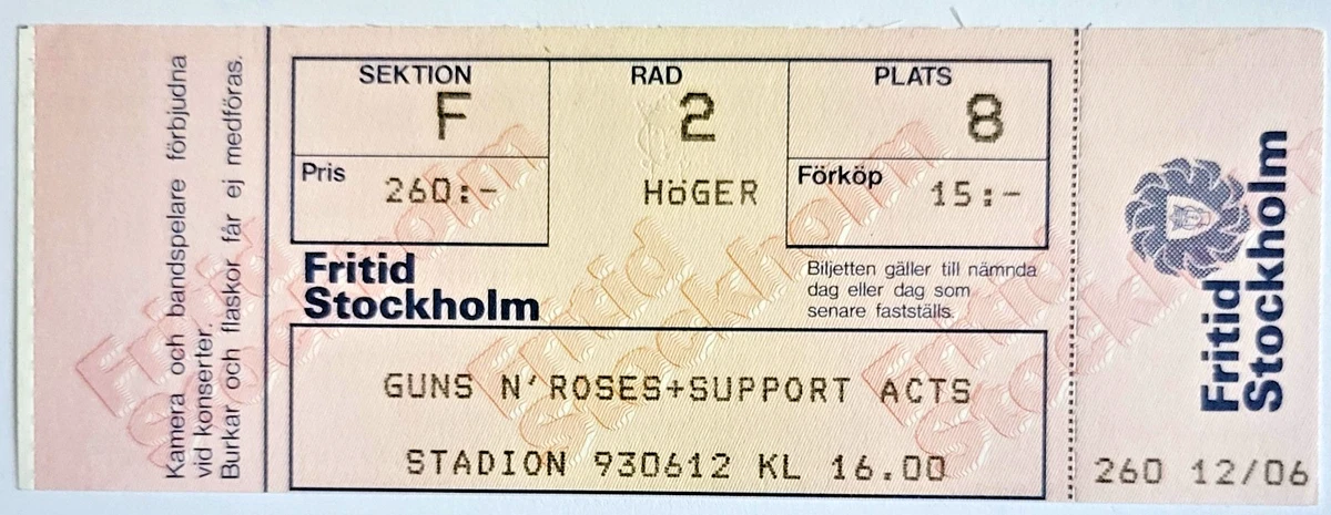 Guns N Roses Tickets In other Guns N' Roses Memorabilia for sale