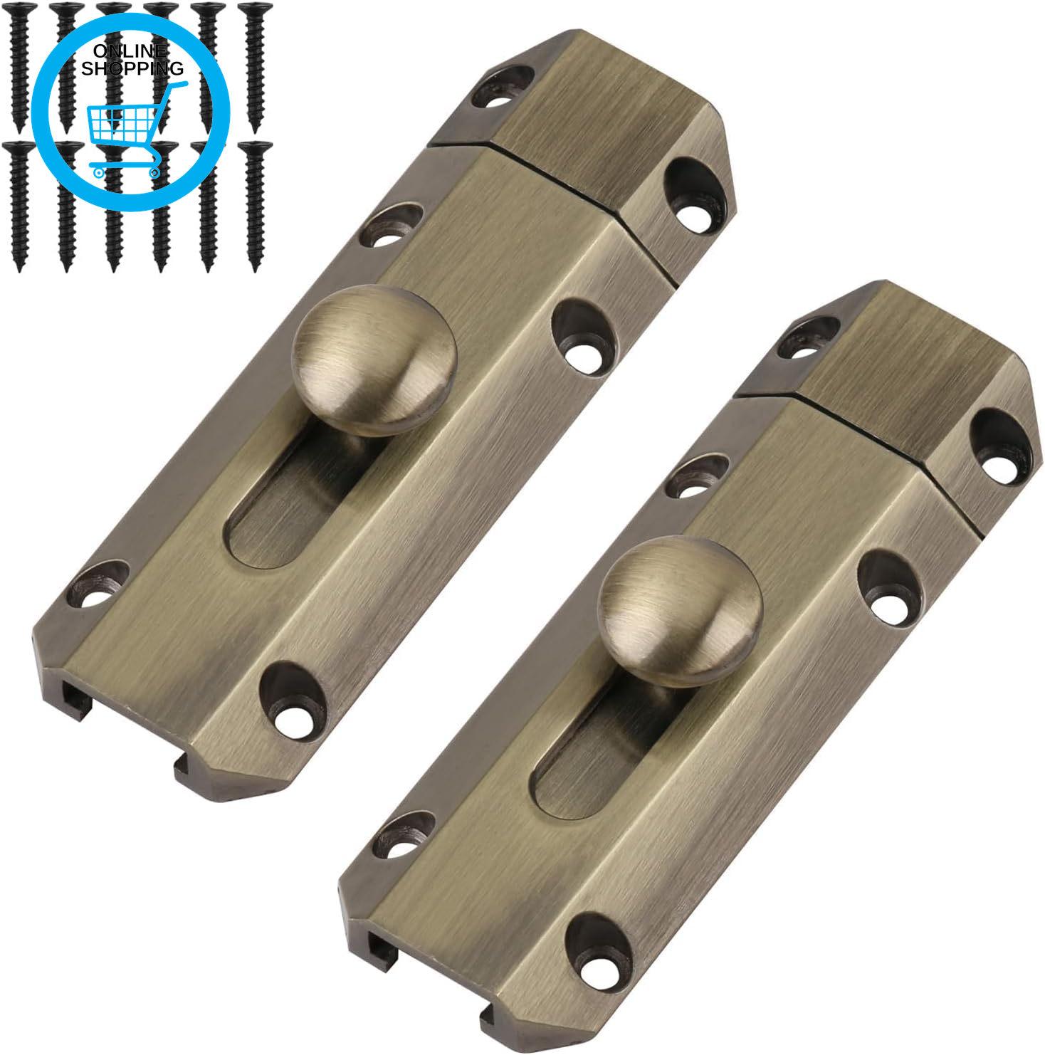 2 Pack Brass Slide Barrel Door Bolt Thicker Heavy Duty Gate Security Lock Latch