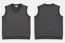 Nordstrom sweater vest Mens medium 100 Merino Wool V-Neck Pullover blk gry