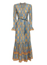 Zimmermann Junie Frill Midi/Maxi Dress | Blue Floral, Cotton, Belt, Long Sleeve