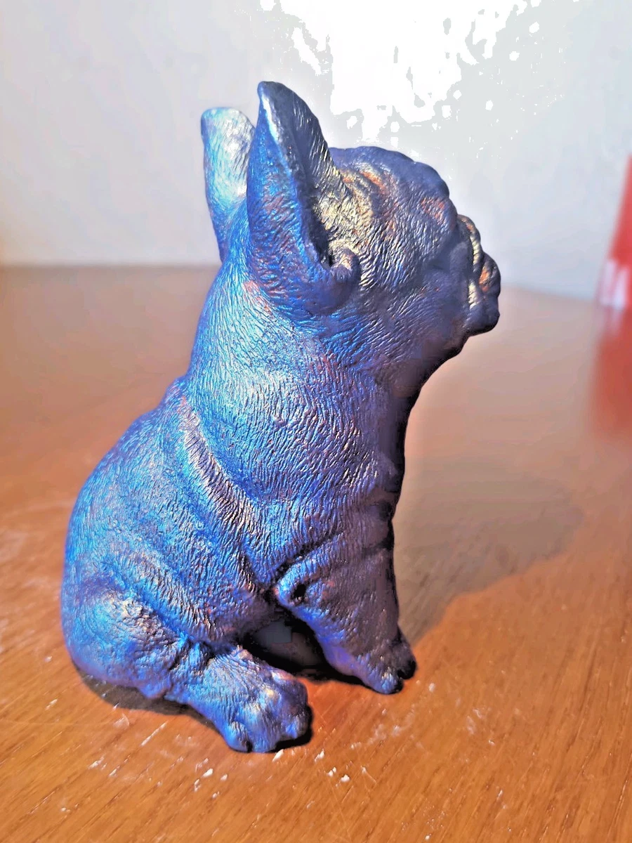 Französische Bulldogge Figur.French Bulldog Spezialfarbe, Alabaster Gibs