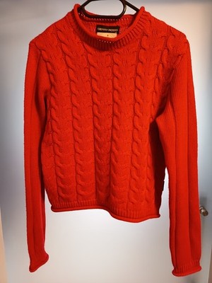 Designer Pullover Gerry Ross Strick Wolle Rot Relaxter Schnitt kurz Gr M Neu 