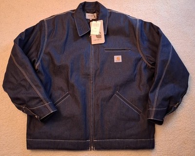 Carhartt WIP OG Detroit Jacket XXL Blue Rigid Jeans Denim Workwear Biker