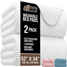 GORILLA GRIP Washable Underpads, Waterproof 52" x 34" - Pack of 2, White 