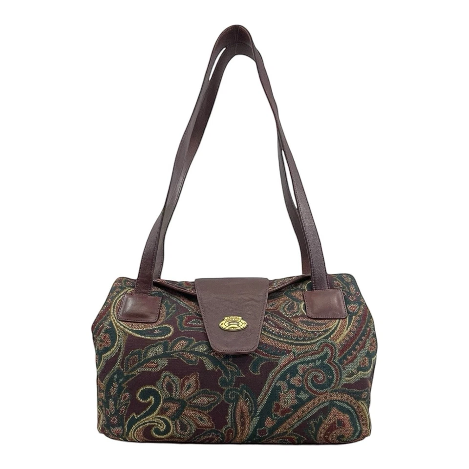 Bolso de Mano de Colección Años 80 90 ETIENNE AIGNER Tapiz Cuero Bolso de Mano Laptop Viaje Foto 3 de 4