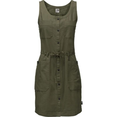 The North Face Sandy Shores Pocket Dress Small Sleeveless Buttons Casual Safari