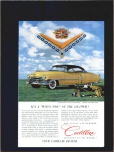 1952 CADILLAC Original Vintage Color Promo Ad
