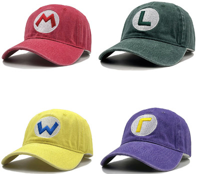 Retro Washed Mario Baseball Cap Mens Cartoon Stickerei Casual Snapback Dad Hut/*