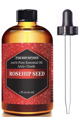 Rosehip Oil for Face Nails Hair and Skin 100% Pure Organic Cold Pressed Rose 1oz