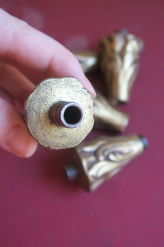 5 electrical gilt Candle lamp BRASS candlestick sconce cup part Vintage Spain - Picture 2 of 6