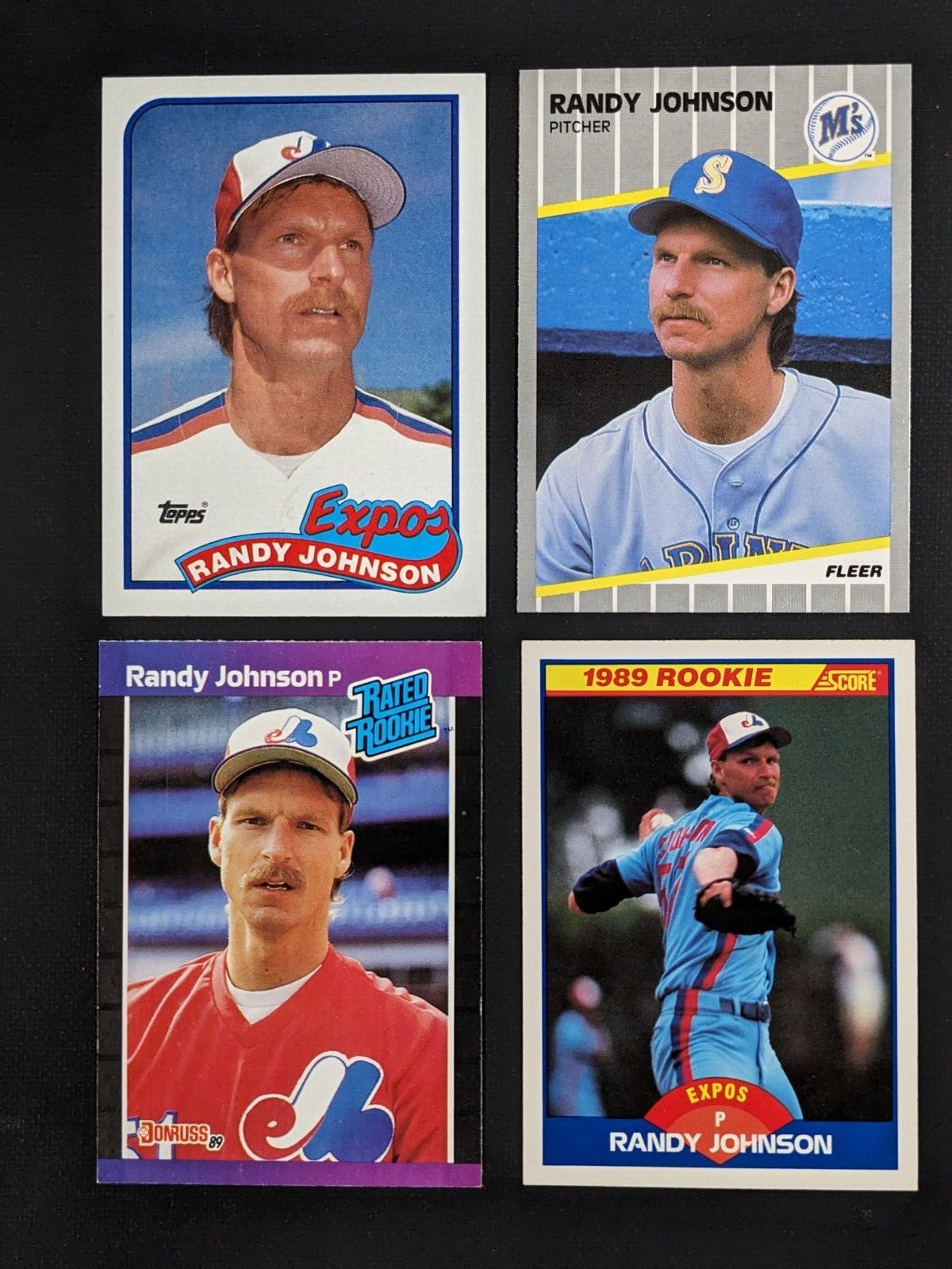 ⚾ 1989 Randy Johnson Rookie RC Lot of 4- Topps, Score, Donruss, Fleer ⚾ ...