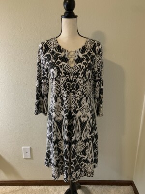 MSK Women Size M Multicolor Floral 3/4 Sleeve Shift Dress