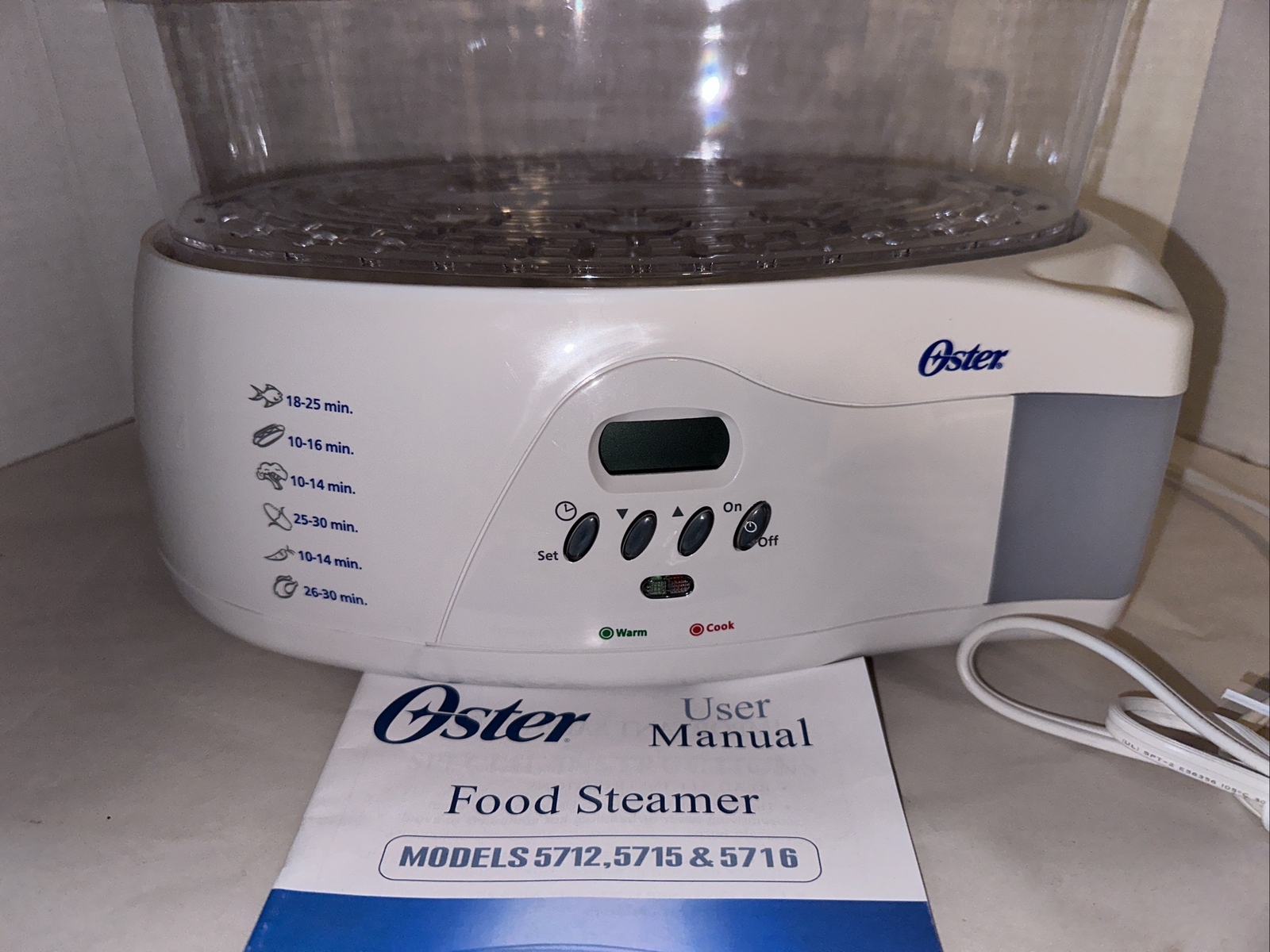 Oster Food Steamer Rice Cooker Vegetable Fish Model 5712 6.1 Qt 900W Tested EUC eBay