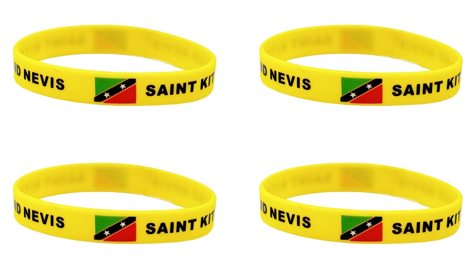 4 Pcs Saint Kitts National Flag Silicone Rubber Bracelets Patriotic Wristbands